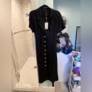 Quince Linen Black Button-Down Dress size L